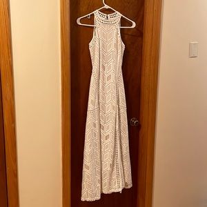 NWOT Boho Ivory Lace Maxi Dress, Size Medium